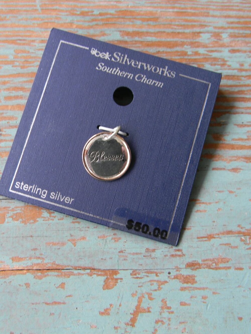 New Belk Silverworks Southern Charm Sterling Silver Blessed Round Charm 925